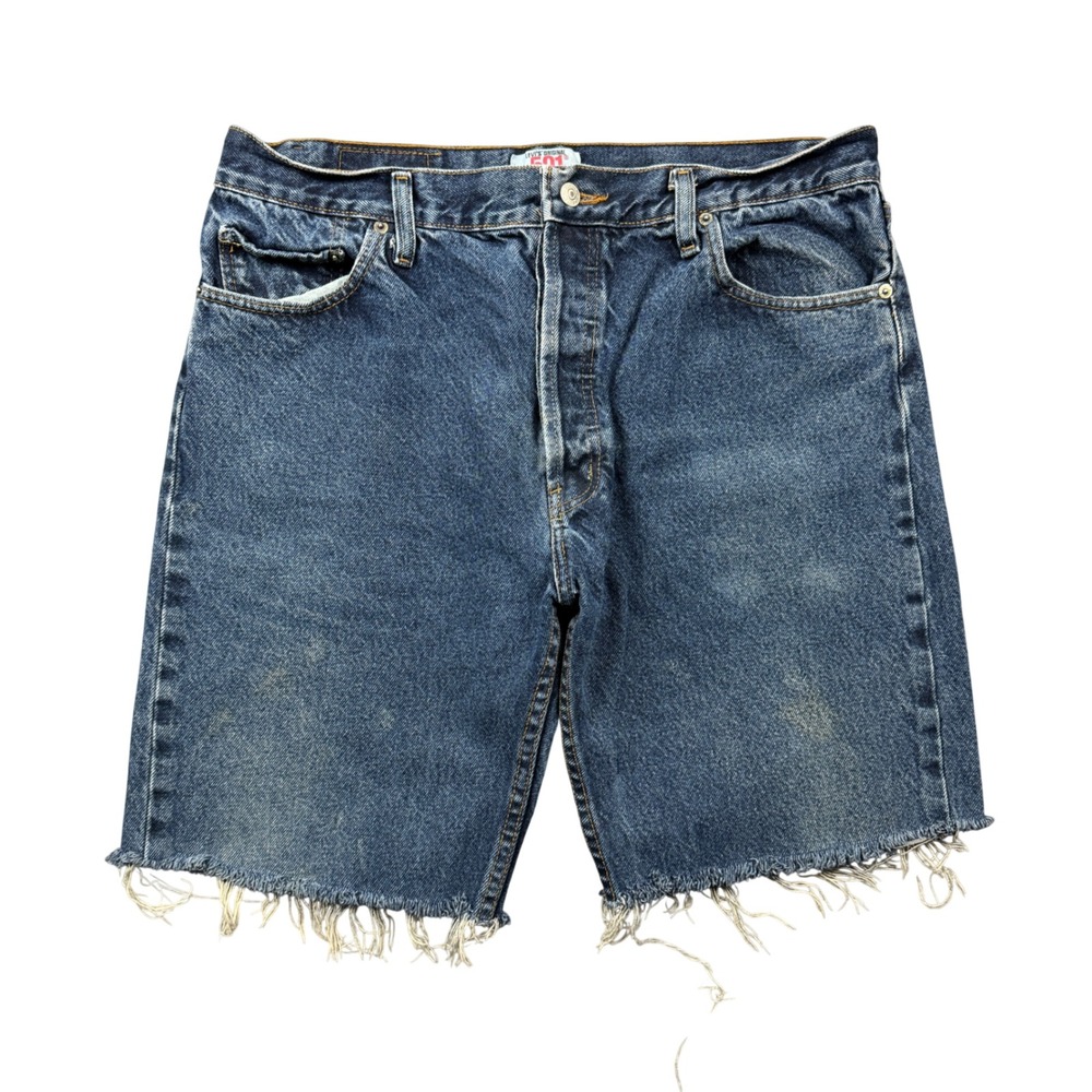 Vintage Levis 501 Cut Off Denim Shorts Men 38 (36) Blue USA Made 9" Jorts Jeans